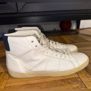 Saint Laurent Men's White and Navy High-Top Sneakers